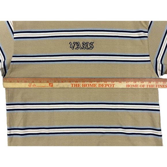 Vans Men‎ Yellow Striped Short Sleeve Crew Neck Shirt Sz M Embroidered Logo - Picture 4 of 7